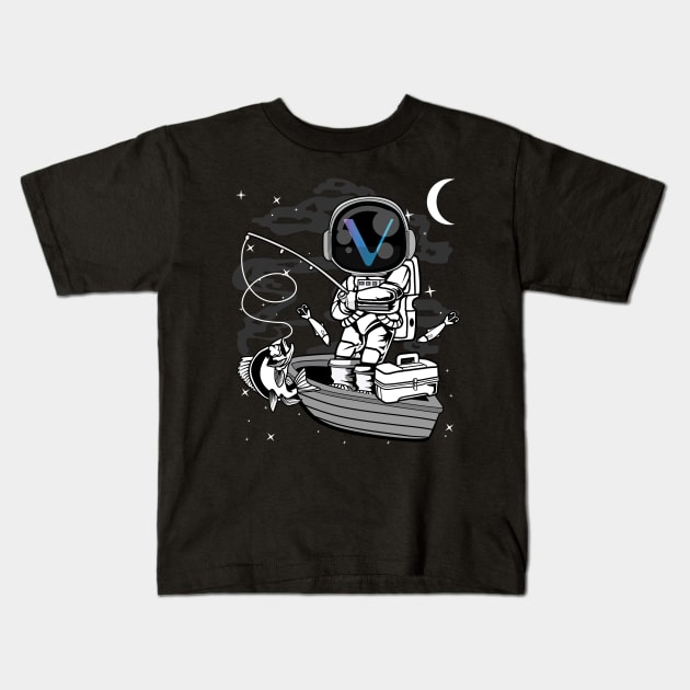 Astronaut Fishing Vechain VET Coin To The Moon Crypto Token Cryptocurrency Blockchain Wallet Birthday Gift For Men Women Kids Kids T-Shirt by Thingking About